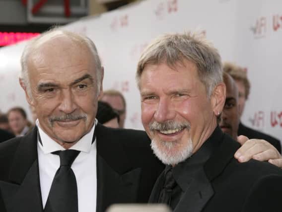 Sean Connery with fellow movie star Harrison Ford