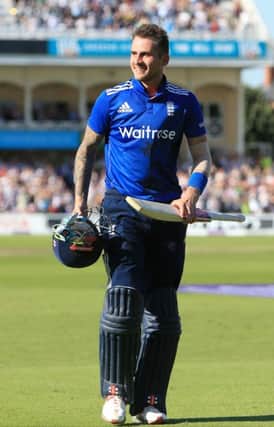 Record breaker: England's Alex Hales leaves the field after his 171   at Trent Bridge. Photo: Tim Goode/PA Wire.