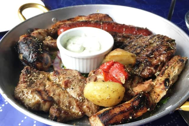 Dimitri's Greek Tavern in Abbeydale Road, Sheffield. Special mixed grill for two.