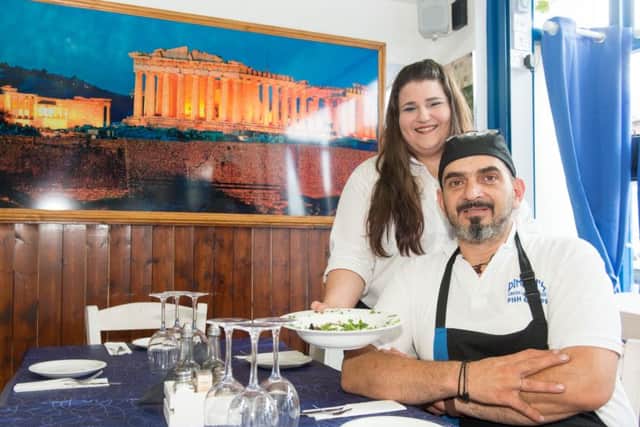 Dimitri's Greek Taverna on Abbeydale Road in Sheffield
Dimitri and Dora in the restaurant