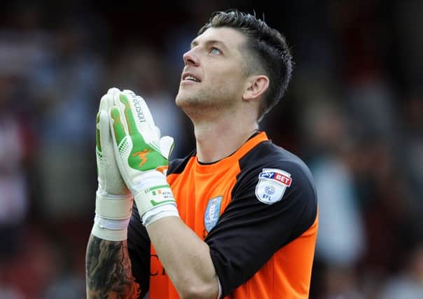 Owls keeper Kieren Westwood after his mistake lead to the Brentford goal looks to the heavans at the final whistle Pic...Steve Ellis