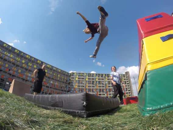Would-be free runners enjoyed an all-action Parkour workshop at Park Hill
