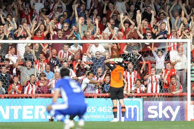 Brentford goal....Pic Steve Ellis