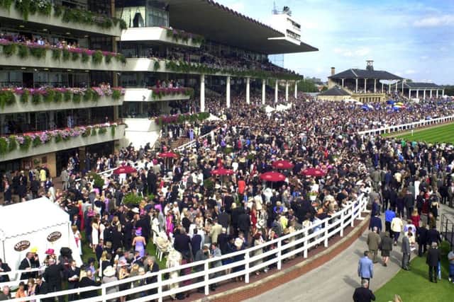 Doncaster Racecourse Main Stand on St Leger Day (D3552MB)