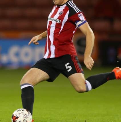 Jack O'Connell of Sheffield Utd takes his penalty against Leicester