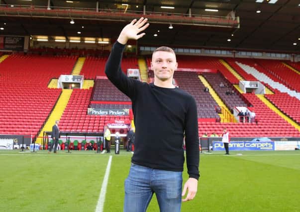 New signing Caolan Lavery is introduced to the crowd before the Checkatrade Trophy match at Bramall Lane. 
Â©2016 Sport Image all rights reserved