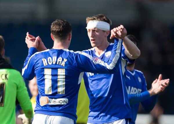 Chesterfield vs Port Vale - Lee Novak and Tom Anderson at full time - Pic By James Williamson