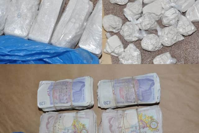 Money and drugs seized from the gang