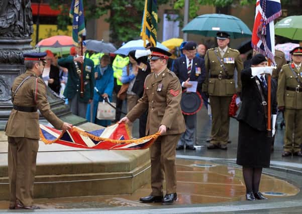 A memorial stone was unveiled at a special ceremony at Sheffield War Memorial for Major William Barnsley Allen (VC, DSO, MC & BAR). The unveiling of the stone.