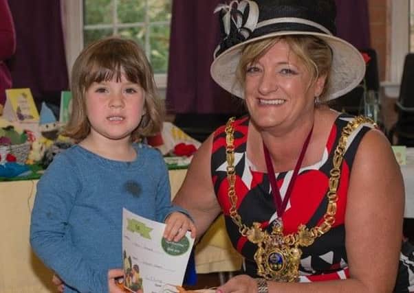 Amelie Grisdale, aged four, with lord mayor of Sheffield, councillor Denise Fox.