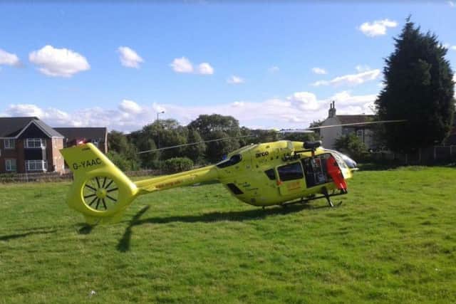 An air ambulance landed at Warmsworth last night
Picture: Mark Laidler