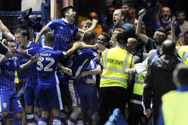 Forestieri leads the celebrations after Kieran Lee's winner against Bristol City