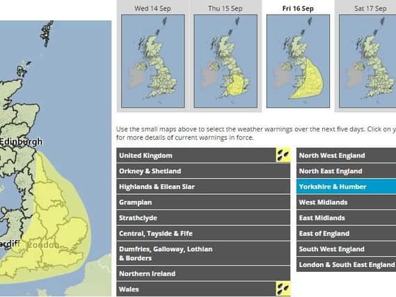 Torrential downpours are forecast for Friday