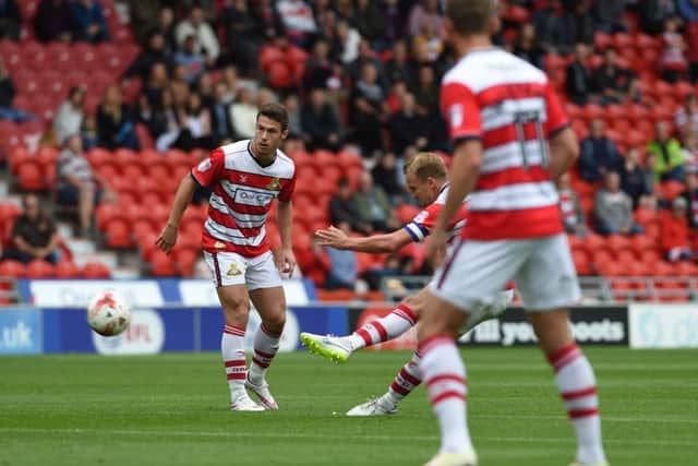 James Coppinger opens the scoring. Pictures: Howard Roe