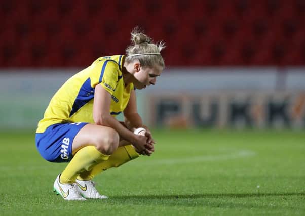 Rhiannon Roberts (above) shows her disappointment. Photos: The FA/Getty Images