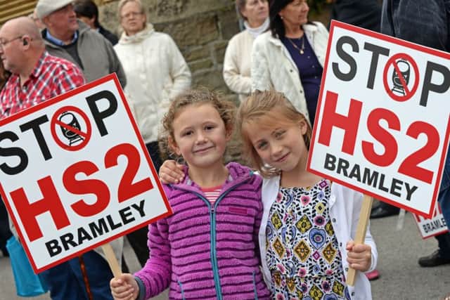 Eve Jones and Ava Holland, both six, of Bramley, pictured. Picture: Marie Caley NSST HS2 Protest MC 2
