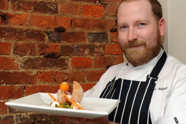 Head chef Ben Atkinson holds his Pumpkin pie dish at Spencer Arms, Cawthorne. Picture: Andrew Roe