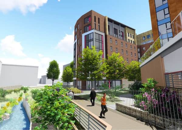 A 784-bed  complex of student a private flats planned for the site of Gordon Lamb Limited off Summerfield Street, Sheffield. Acanthus WSM Architects