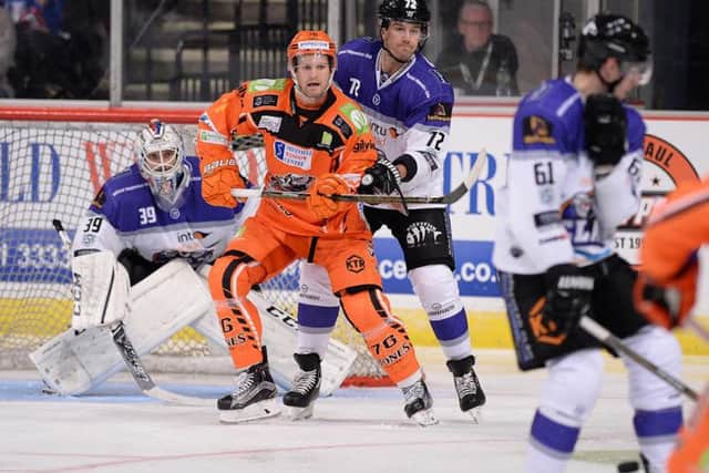 Levi Nelson, before being hurt, against Braehead Clan. Pic: Dean Woolley