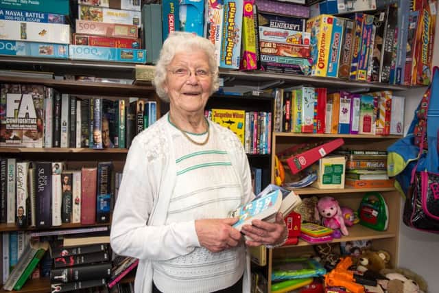 Edna Bateman who is still volunteering in the Rotherham Hospice charity shop at the age of 99.