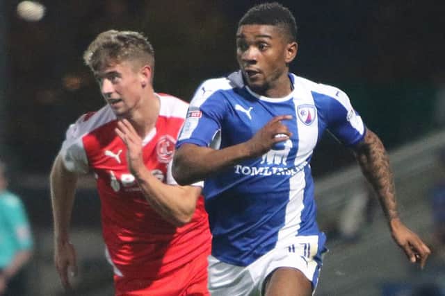 Reece Mitchell motoring down the pitch for Chesterfield