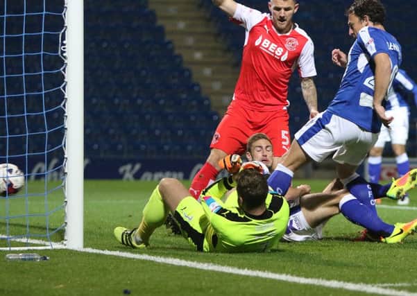 Chesterfield FC v Fleetwood Town, Kristian Dennis' disallowed goal which led to Fleetwood keeper Chris Neal leaving the pitch after being injured