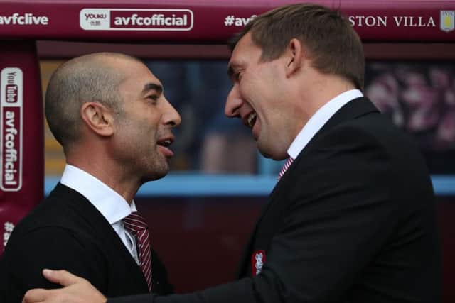 Earlier in the season at Aston Villa. Both managers in this picture have now gone