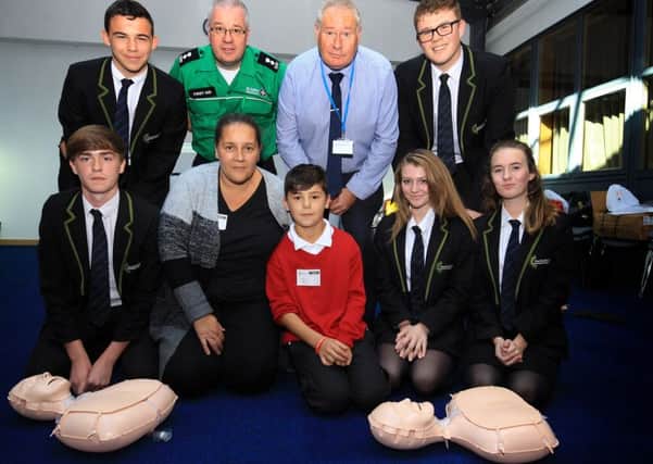 Dan Fagg who suffered a heart attack on a football pitch took part in Restart a Heart Day at Hayfield School in Auckley.
