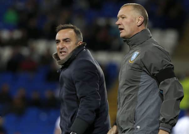 Carlos Carvalhal, left, and Lee Bullen on the touchline