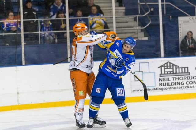 Russ Moyer in action against Steelers. Pic: Martin Watterston