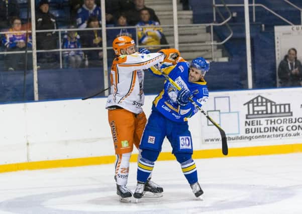 Russ Moyer in action against Steelers. Pic: Martin Watterston