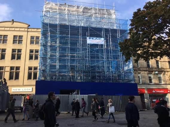 WH Smith on Fargate is currently covered by scaffolding.