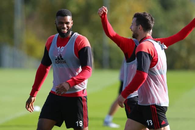 Ethan Ebanks-Landell during the training session at Shirecliffe