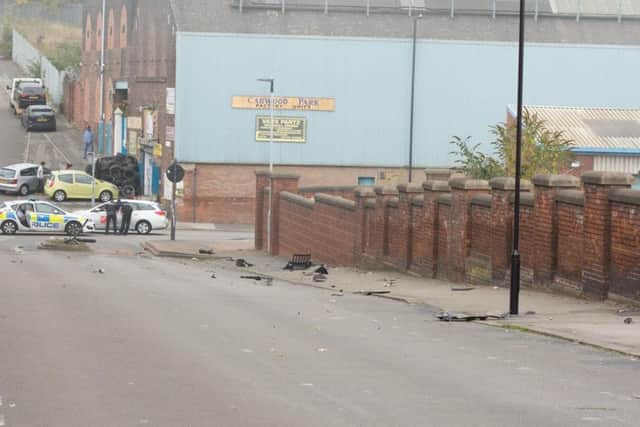 Debris in the road from the collision. Pic: Mike Smith
