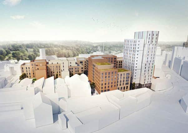 An artist's impression of a 972-bed student housing and shop complex on the site of former the Footprint Tools factory fronting Garden Street, Hollis Croft and White Croft, Sheffield. Photo: DLP Planning/Axis Architects