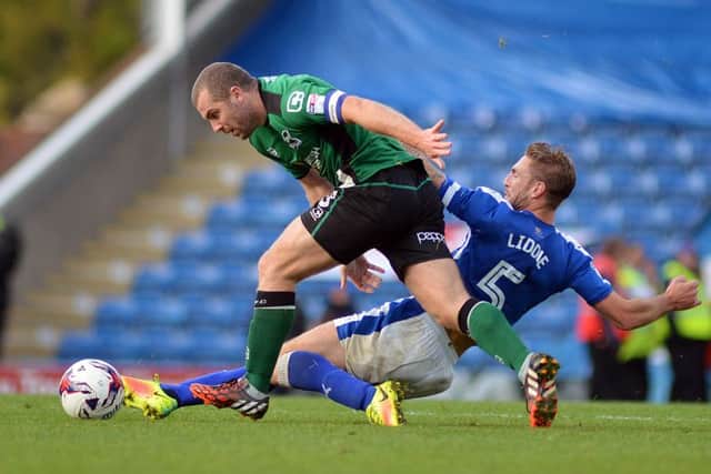 Chesterfield v Scunthorpe United. Chesterfields Gary Liddle.