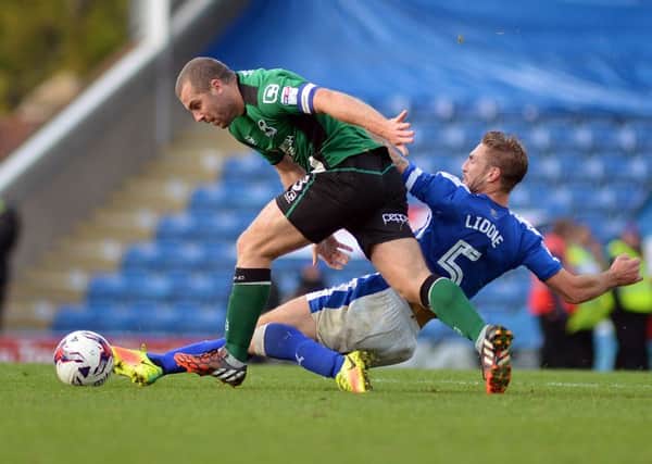 Chesterfield v Scunthorpe United. Chesterfields Gary Liddle.