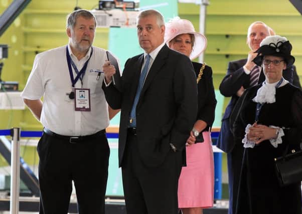 Pitch@Palace on Tour event at the AMRC Factory 2050 HRH The Duke of York with executive dean Keith Ridgway