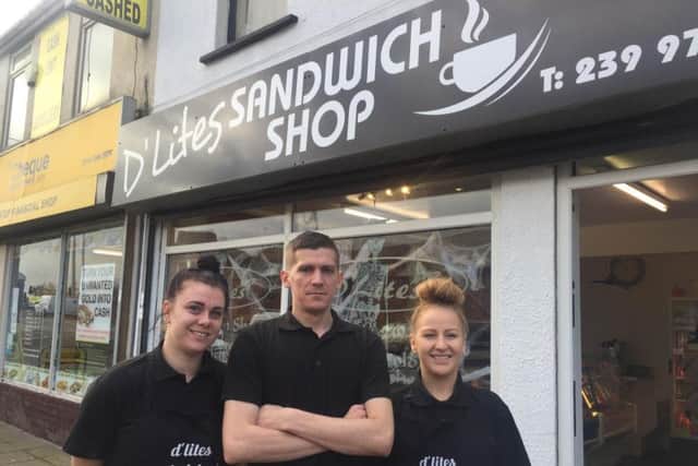 Jordan Kelly with Leeanne Chapman and Toni Dearnley of D'Lites sandwich shop