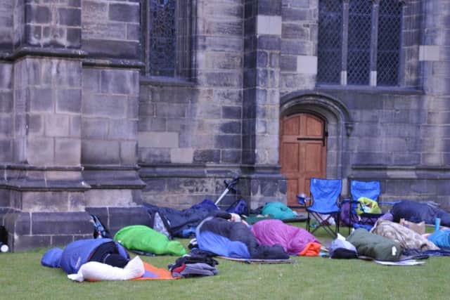 People sleeping rough outside Sheffield Cathedral fundraising for the Archer Project