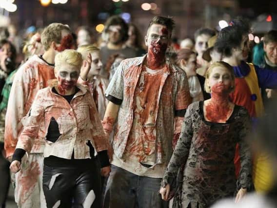 The Zombie bar crawl will be on Monday