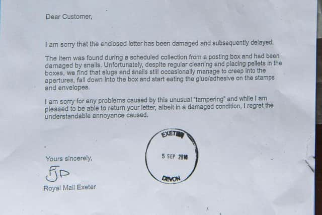The letter from Royal Mail. Photo: Dean Atkins