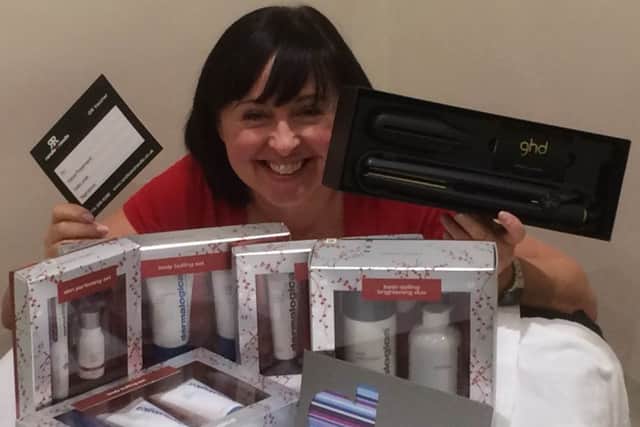 Amanda Randle, owner of Randle and Randle beauty and hair salon, Ecclesall Road, with some of the products on offer at their Christmas shopping event 2016.