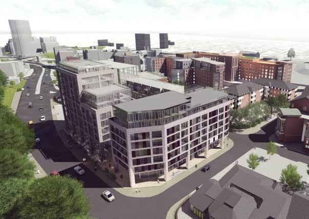 An artist's impression of Hallminster Ltd's Â£35m student and private flat complex in Ecclesall Road, Sheffield