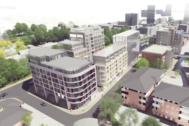 An artist's impression of Hallminster Ltd's Â£35m student and private flat complex in Ecclesall Road, Sheffield