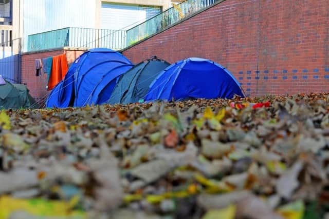 Tent City is on South Street outside the undeveloped section of Park Hill housing estate