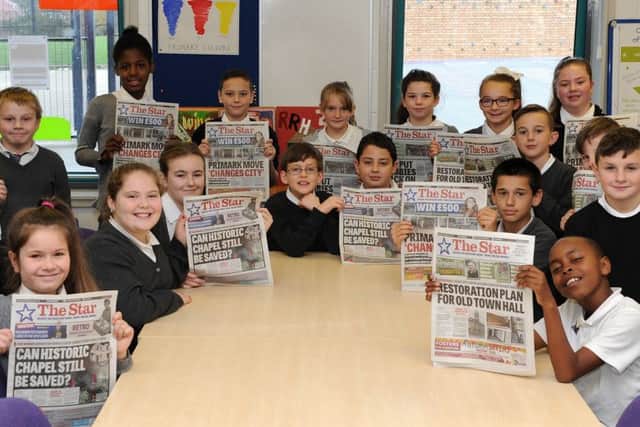 Arbourthorne Primary School pupils with the Star as part of the reader passport project. Picture: Andrew Roe