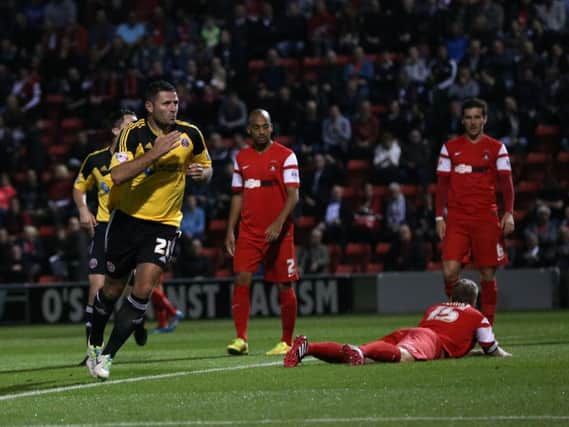 Michael Higdon headed in the only goal of the game when United beat Leyton Orient in the League Cup in September 2014