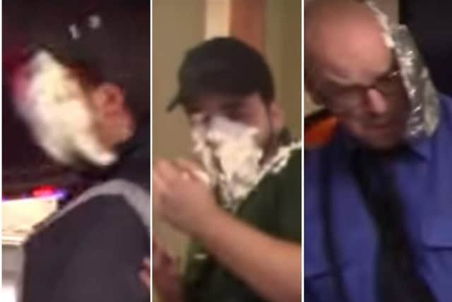 Three of the victims of the custard pie attacks in Sheffield.