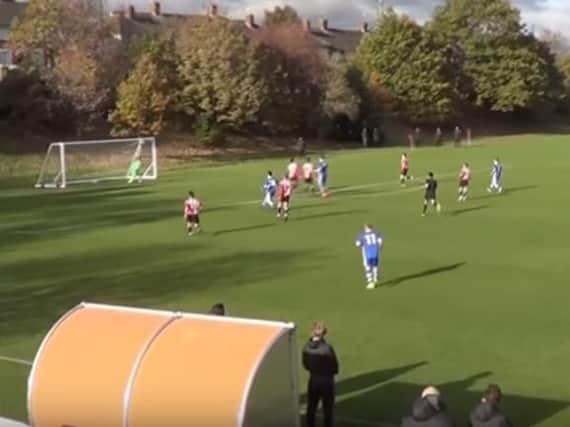 George Hirst fires in the first of his two goals against Sheffield United. SWFC/Youtube